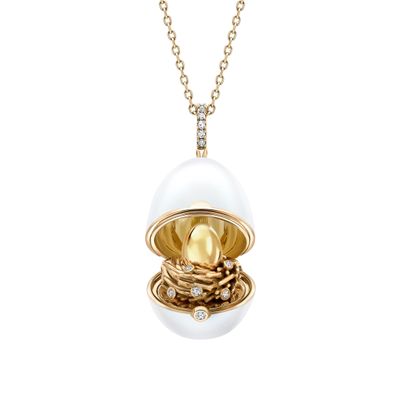 Fabergé №1 Matt White Enamel Egg Pendant