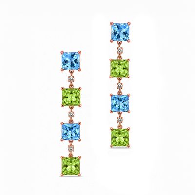 Topaz and Peridot Drop Earrings