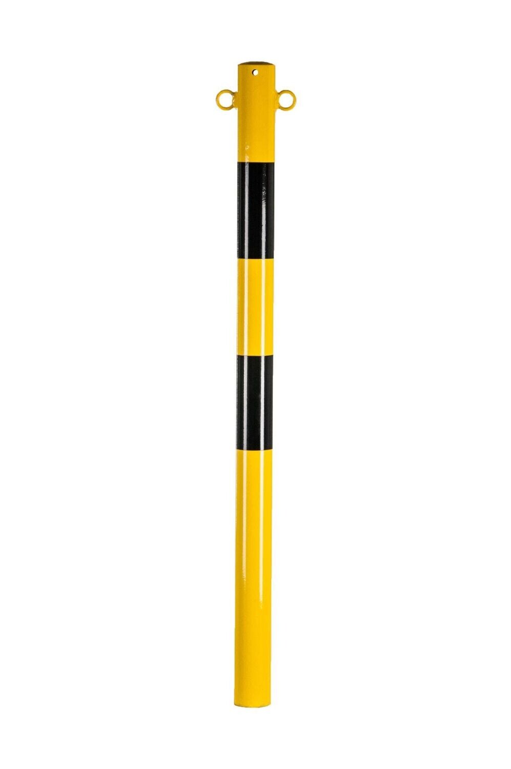 POSTE/ BALIZAMENTO/ PILARETE/ DISSUASOR DE METAL 60mm X 1000 COM SUPORTE PARA CORRENTES AMARELO E NEGRO