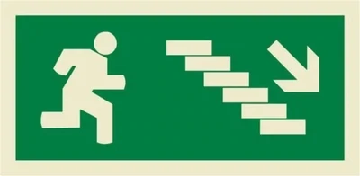 SINAL FOTOLUMINESCENTE DE SEGURANÇA EVACUAÇÃO PARA DESCER ESCADAS À DIREITA