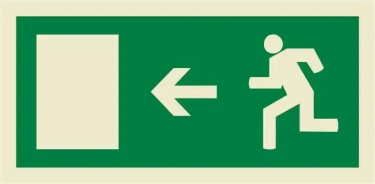 SINAL FOTOLUMINESCENTE DE SEGURANÇA PARA SAÍDA À ESQUERDA