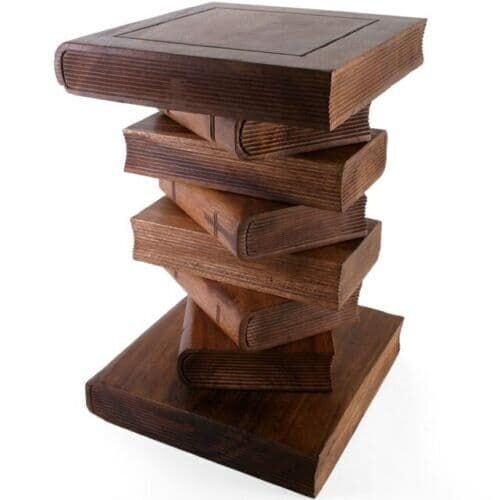 Honey book Table Stool Acacia Wood Solid Gift Lamp Stand Plant