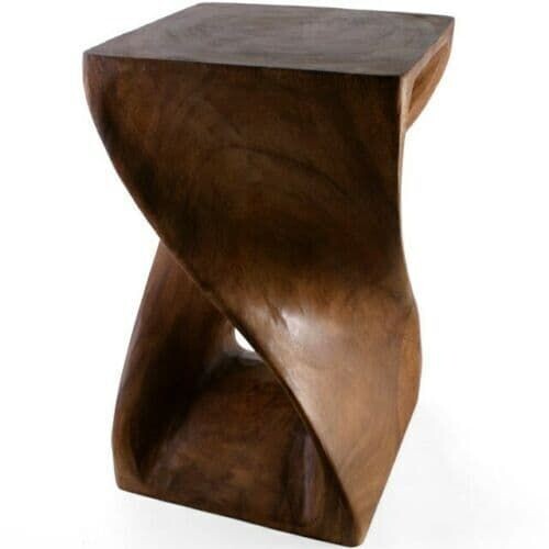 Honey Twist Table Stool Acacia Wood Solid Gift Lamp Stand Plant