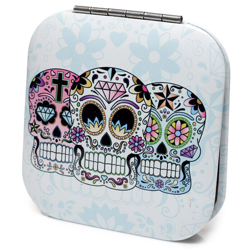 Day of the Dead Candy Skull White Square Compact Mirror Gift