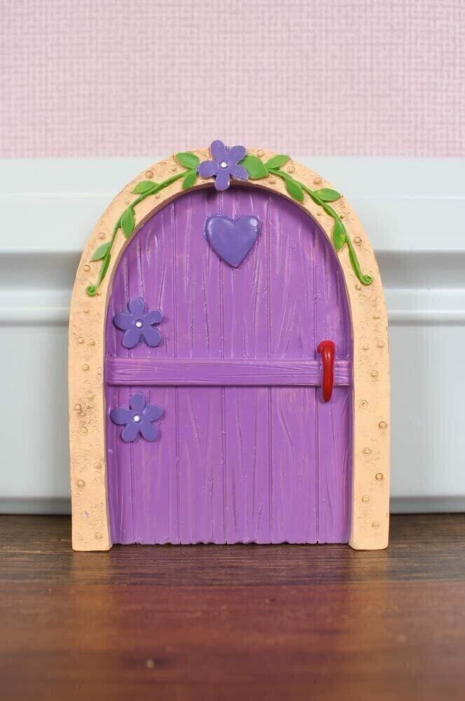 Tiny Fairy Friends Purple Heart Design Magical Fairy Garden Resin Door 10.5cm