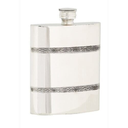 Celtic Wire Bands Hip Flask 4oz Kidney Shape