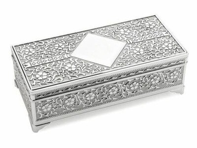 F Hinds JTB100PB Sophia Silver Plated Rose Trinket Box