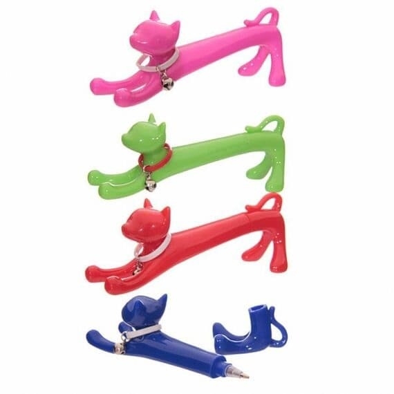 4 Pack of Colourful Cat Kitty Pens with Black Ink