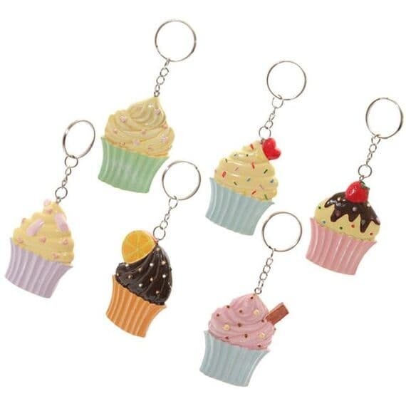 Kawaii Cupcake Keyring 6 different designs - Pack of 6