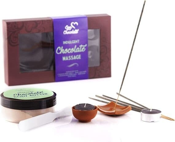 Home Spa Chocolate Massage Gift Set Body Butter Candles Incense Sticks