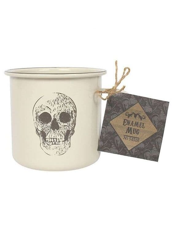 ENAMEL SKULL Camping Garden Tea Coffee Mug Gift