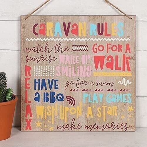 Caravan Campervan Rules Travel Holiday Gift Hanging Plaque