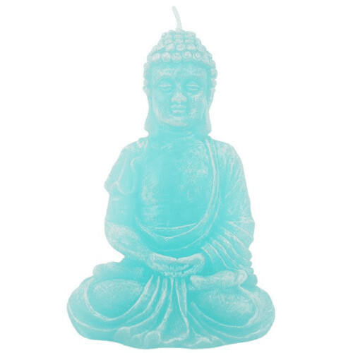 Thai Buddha Turquoise Blue Sitting Candle 15.7cm x 10.5 cm Spiritual Gift