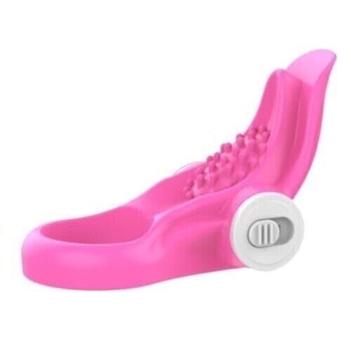 Vibrating Pink Men Rings Massager Women Tongue Waterproof Stimulation