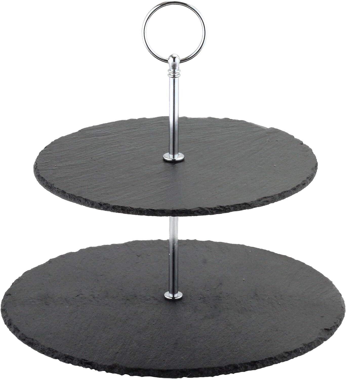 Apollo Housewares Slate 2 Tier Cake Stand Black/Silver