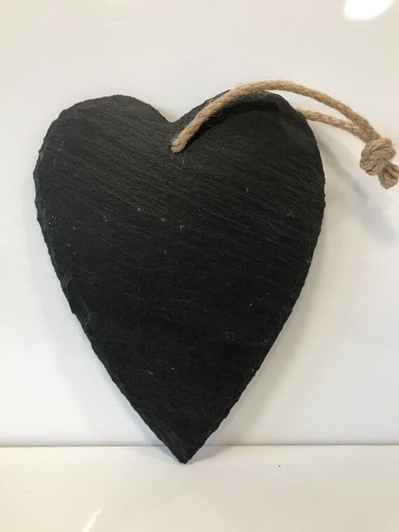 1x Large Heart Shaped Slate Wall Hanging Chalk Message Black Board - Ideal for Rustic Home Office Kitchen & Wedding Party Chalkboard