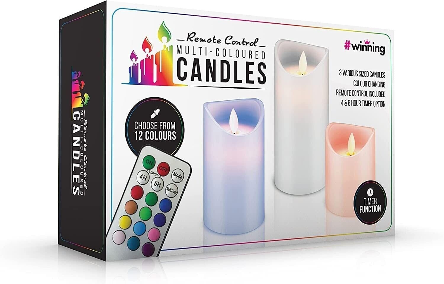 NOVELTY PLACE Flameless Candles with Remote, [Real Flickering & Real Ivory Colour Battery Powered LED Pillars Candle with Remote Control and Timer Function - 12 Preset Multi Colours