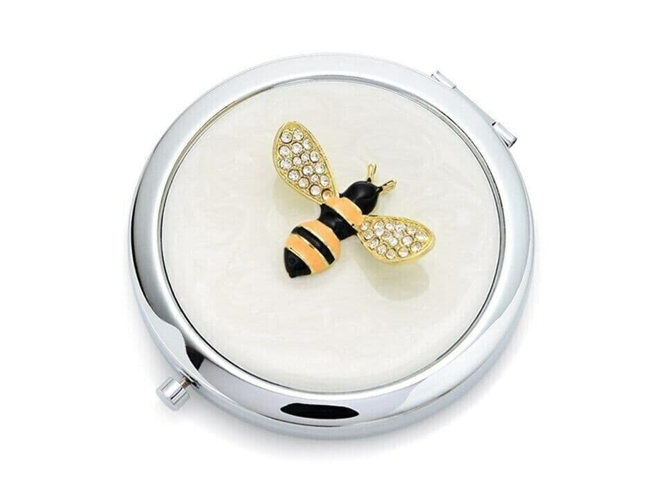 Sophia Womens Silver Plated Bumble Bee Compact Mirror