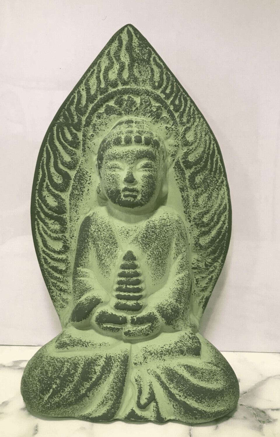 Buddha Plaque Green Terracotta INDOOR OR OUTDOOR