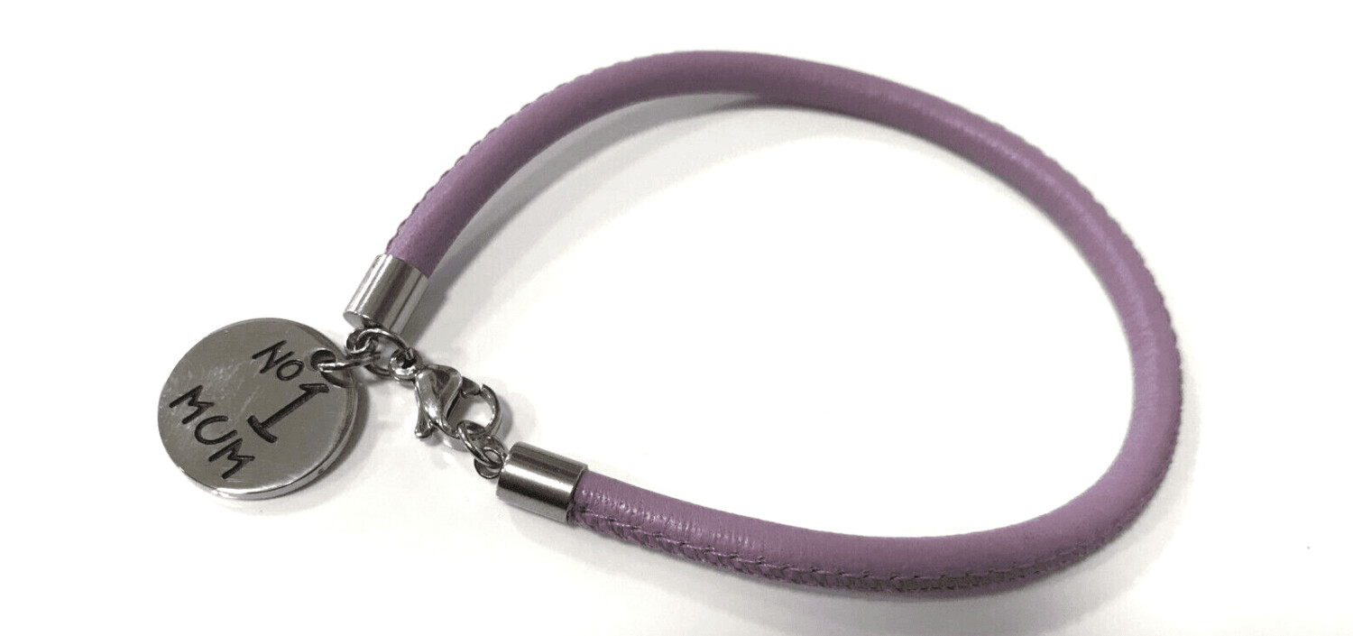 Gaventa London Real Leather Purple No.1 Mum Engraved Bracelet