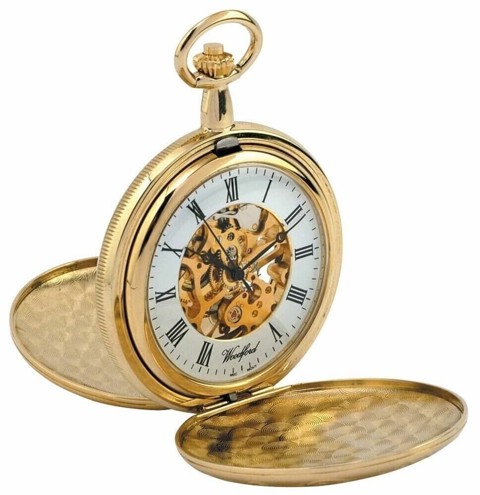 Woodford Gold Plated Mechanical Double Hunter Pocket Watch