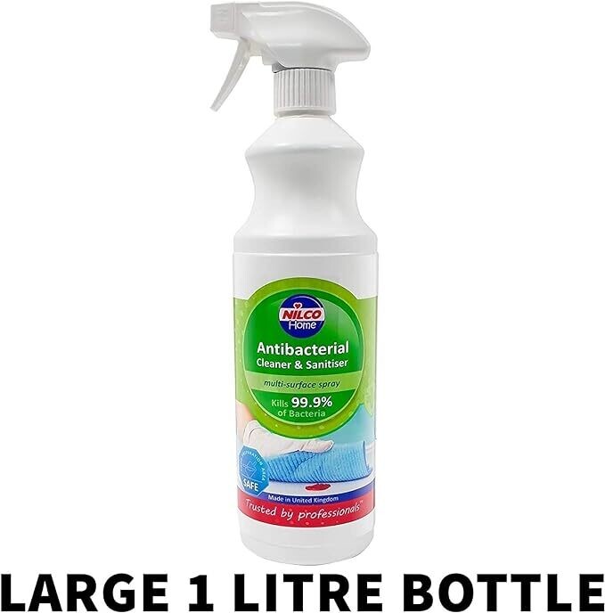 Nilco Antibacterial Cleaner and Sanitiser 1 Litre Multi-Surface Spray x 1 Bottle