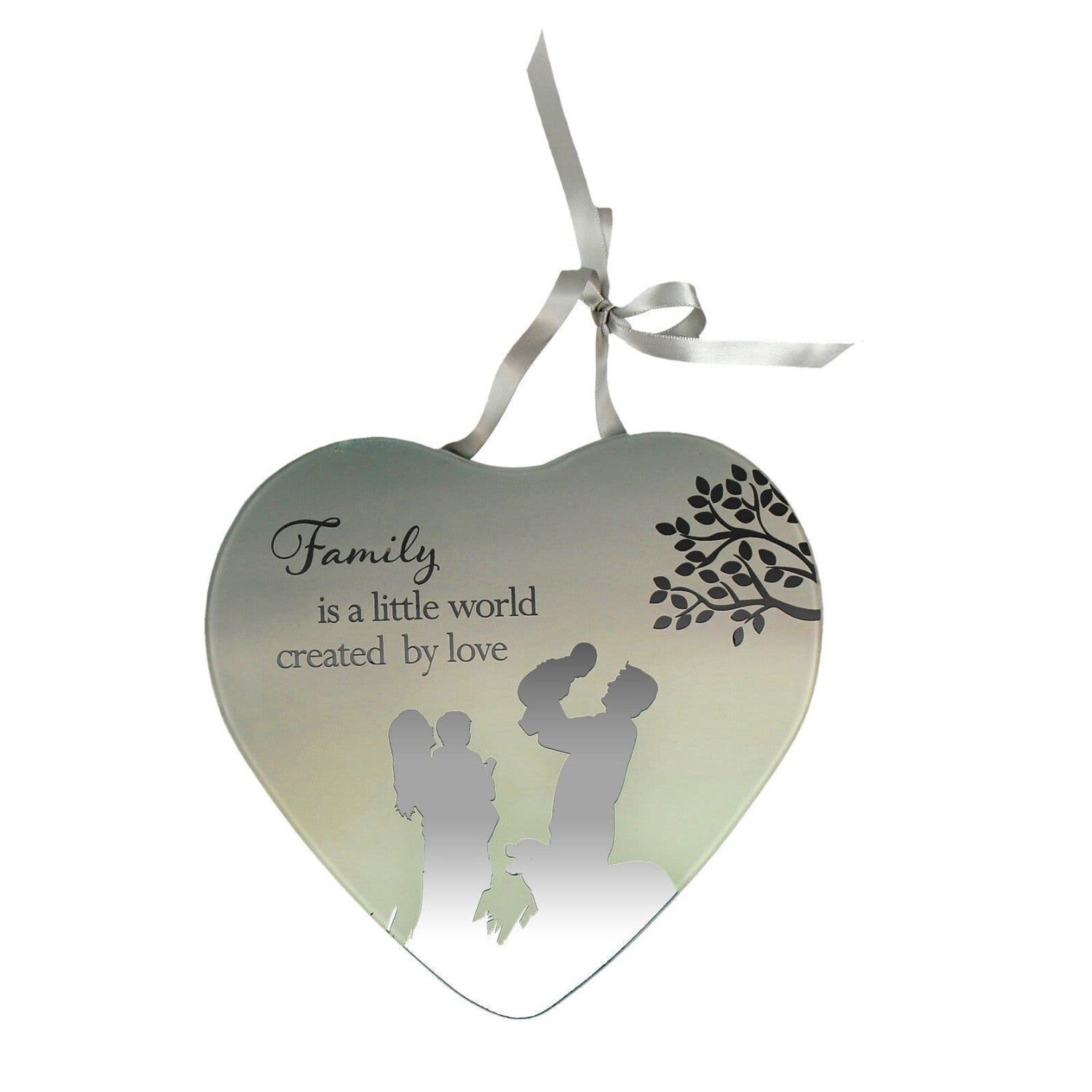 Mirror Hanging Glass Heart Plaque Family Sign Gift