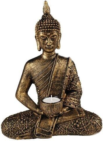 Something different Large Thai Buddha tealight holder, Gold, Bronze
