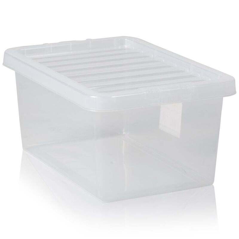 Wham Crystal Stacking Plastic Storage Container + Clear Clip Lid 11 LITRE X 4