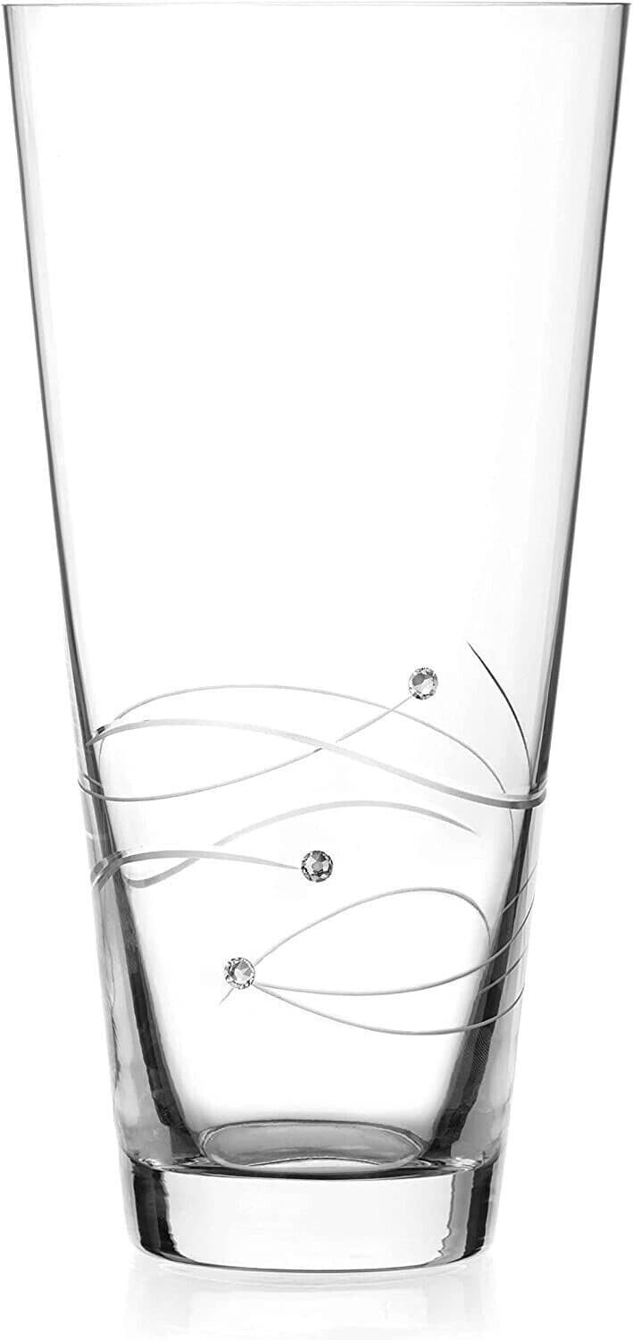 DIAMANTE Spiral Hand cut crystal glass vase with Swarovski crystals 20CM