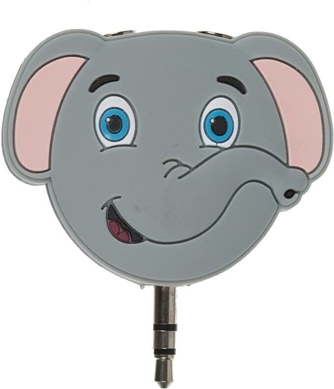 Headphone Splitter Elephant My Doodles Fun Novelty Children's Character 3.5 mm
