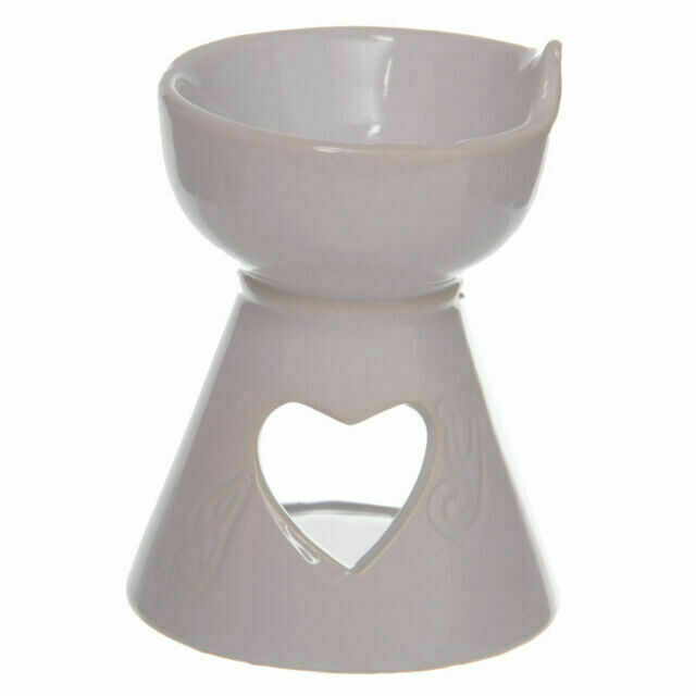 Puckator Ceramic Heart Cut Out Oil Burner - White