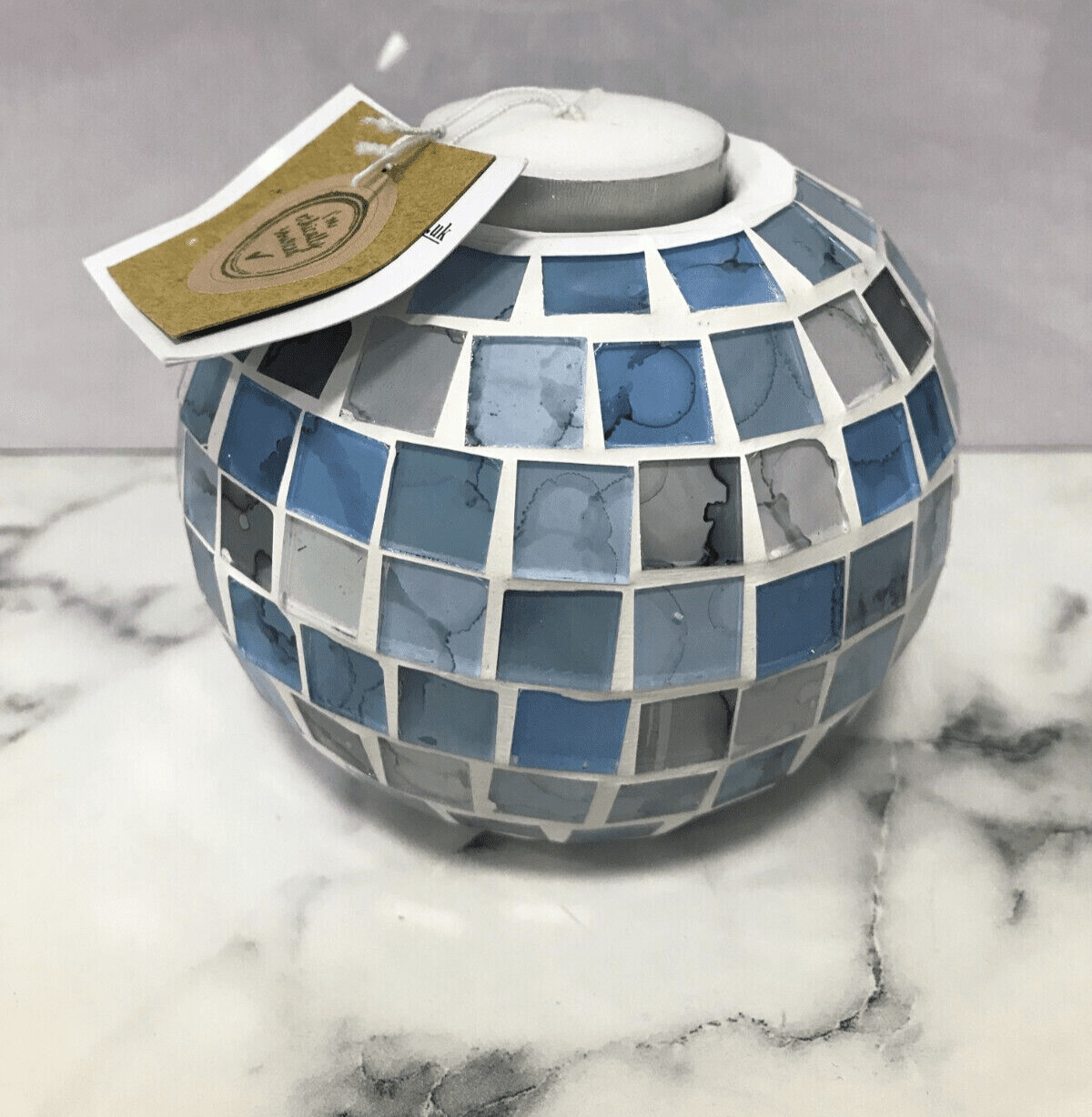Mosaic Tea Light Holder Crackle Glass Candle Holder Smashed Effect Globe Gift