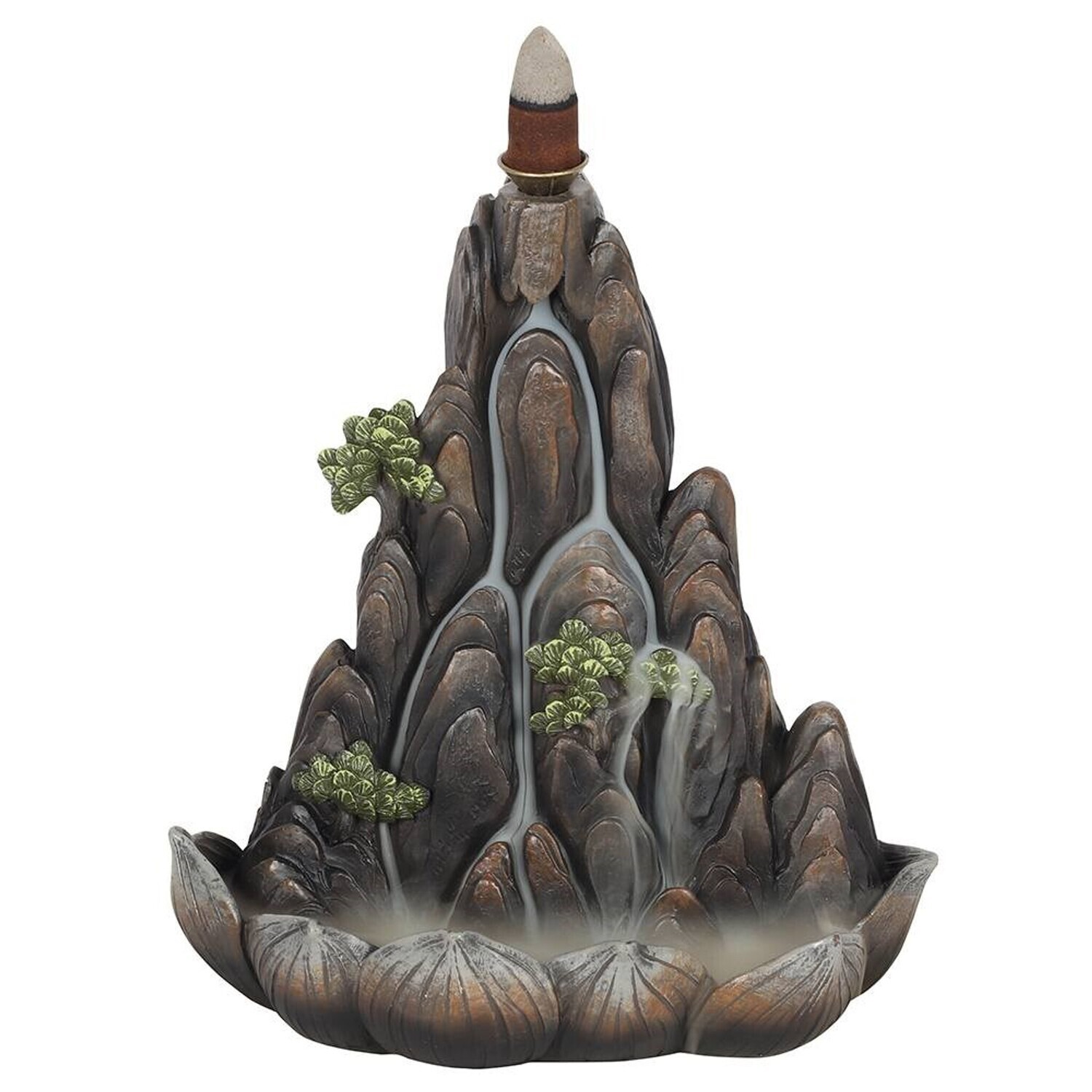 Bronze Effect Mountain Island WITH 1 Backflow Incense Burner