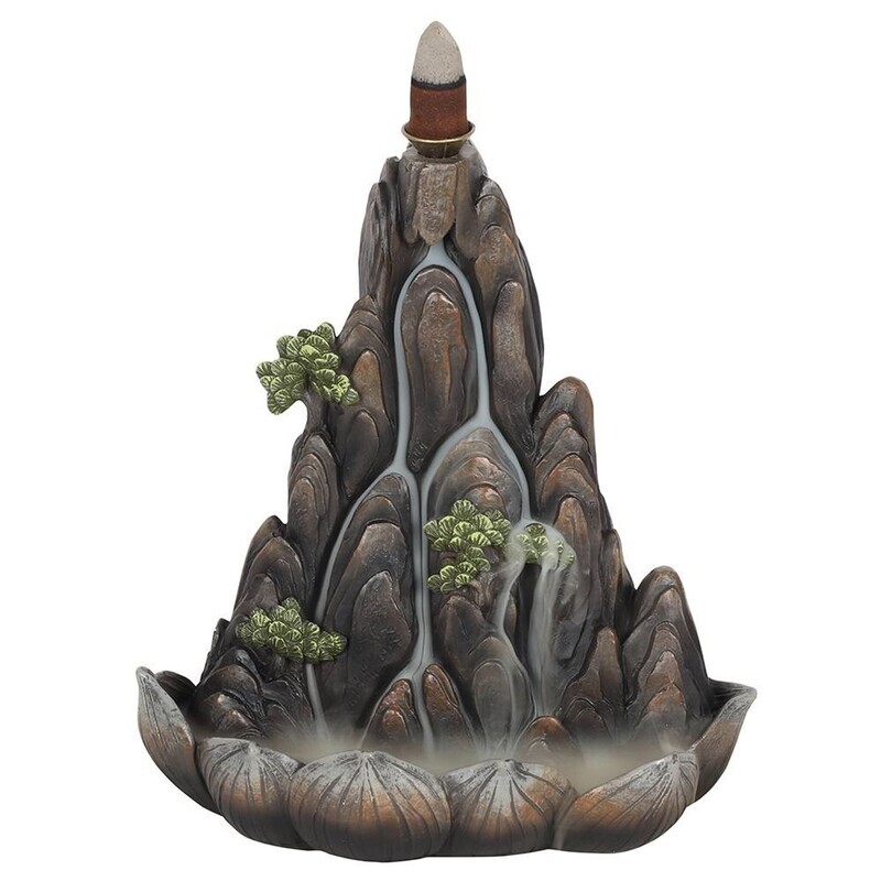 Bronze Effect Mountain Island WITH 1 Backflow Incense Burner