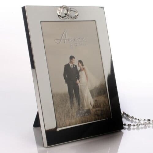 Amore Silver Plated Frame with Crystal Rings/Plain 5" x 7"