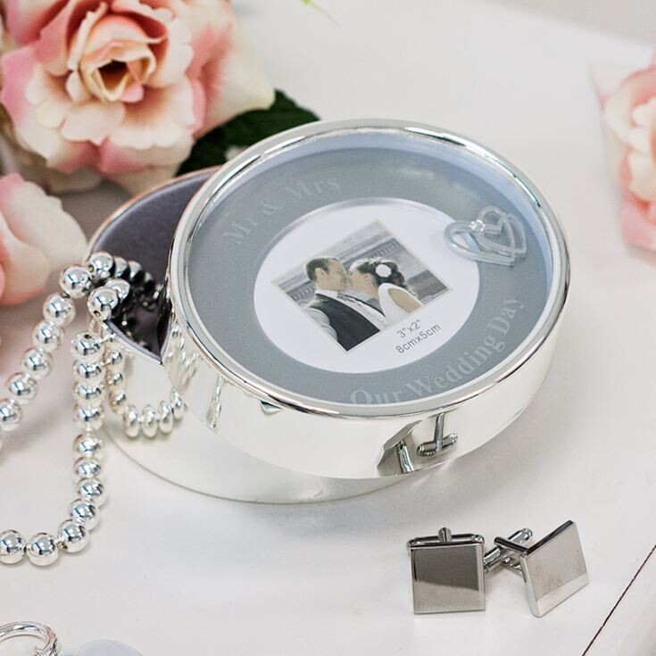 Mr & Mrs Silver Plated Oval Trinket Box