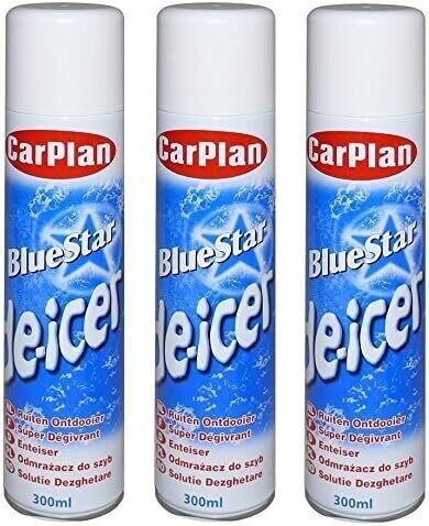 3X De-ICER 300ml Can Car Van Carplan Blue Star Winter Snow & Ice