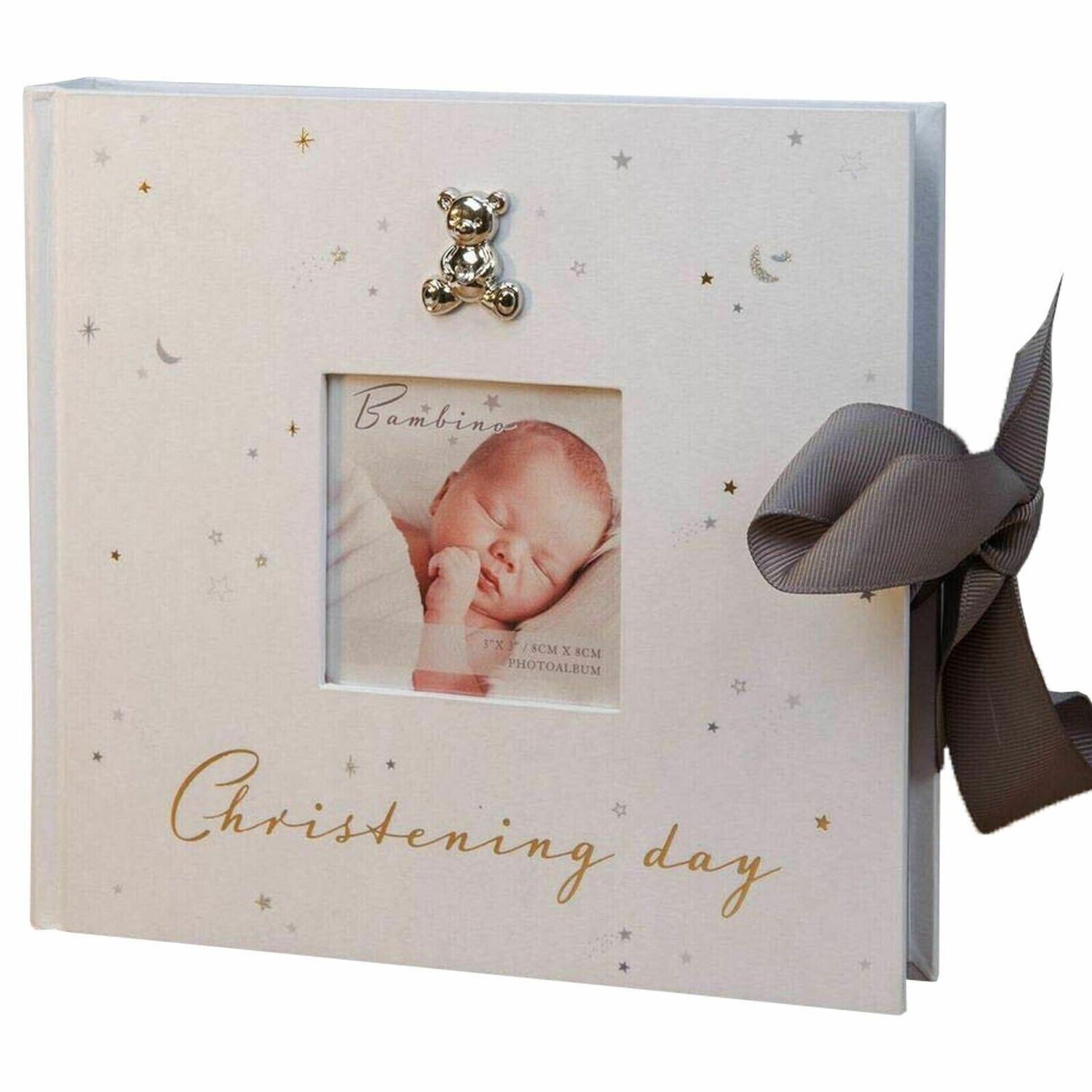 Christening Day Photo Album with Silver Teddy 50 6'x4' Pictures