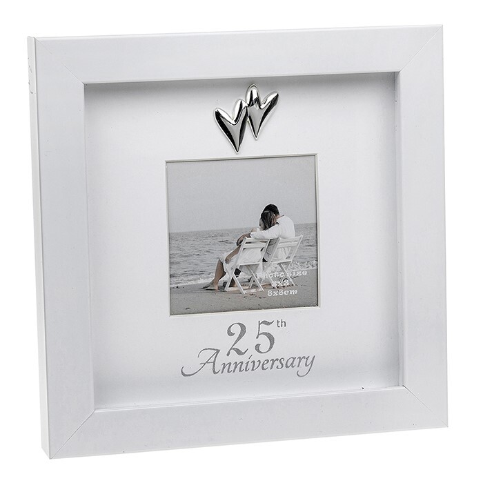 Shudehill Modern White 25th Wedding Anniversary Photo Frame 3x3