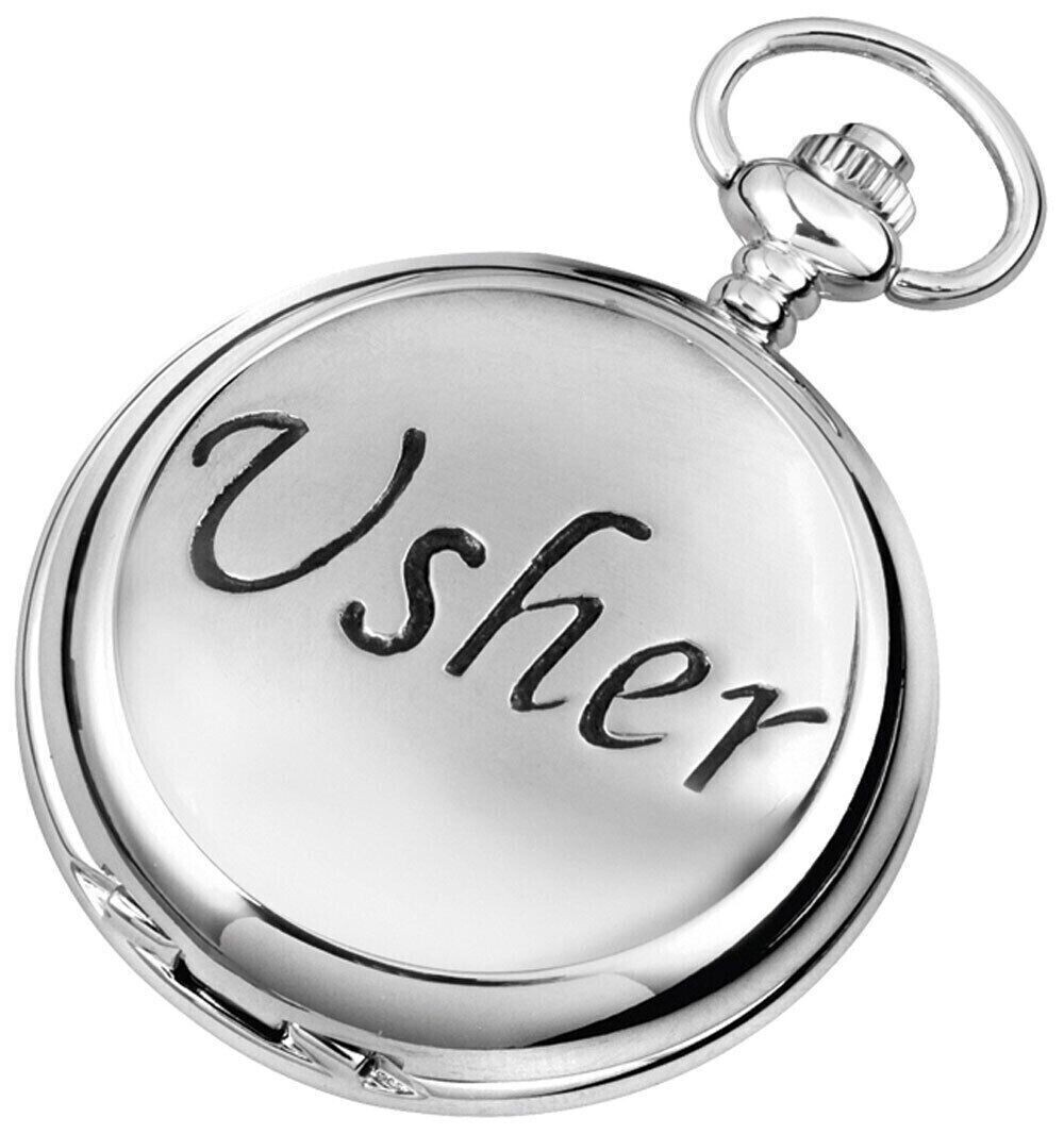 Usher Chrome/Pewter Quartz Full Hunter Pocket Watch