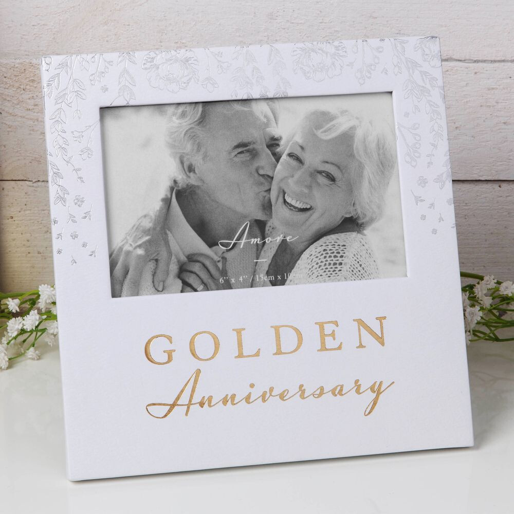 Golden 50th Anniversary - Amore Photo Frame