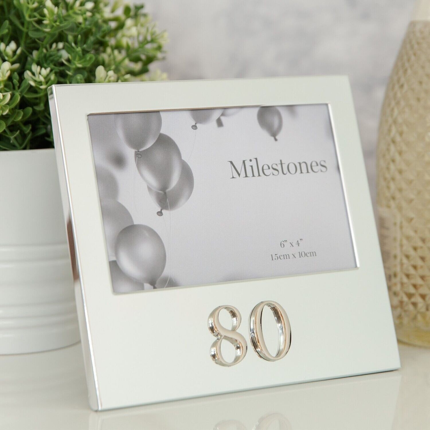 Milestones Aluminium Photo Frame with 3D Number 6" x 4" - 80