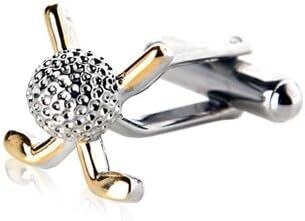 Novelty Two Tone Silver Gold Golf Ball Club Cufflinks with Presentation Box