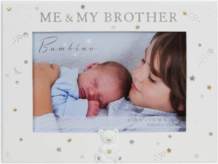 Bambino Me and My Brother Photo Frame With Raised Teddy Icon