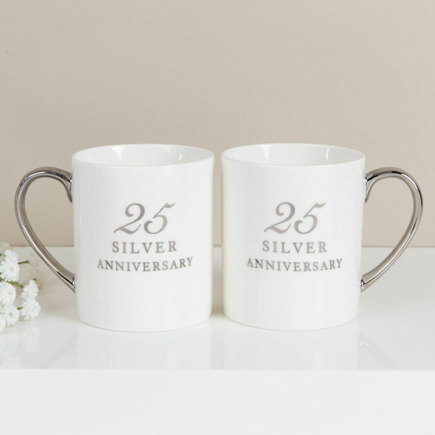 25th Anniversary Set of 2 Bone China Mugs
