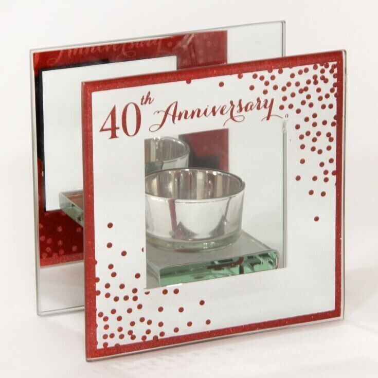 Celebrations Sparkle Tea Light Holder - 40th Anniversary