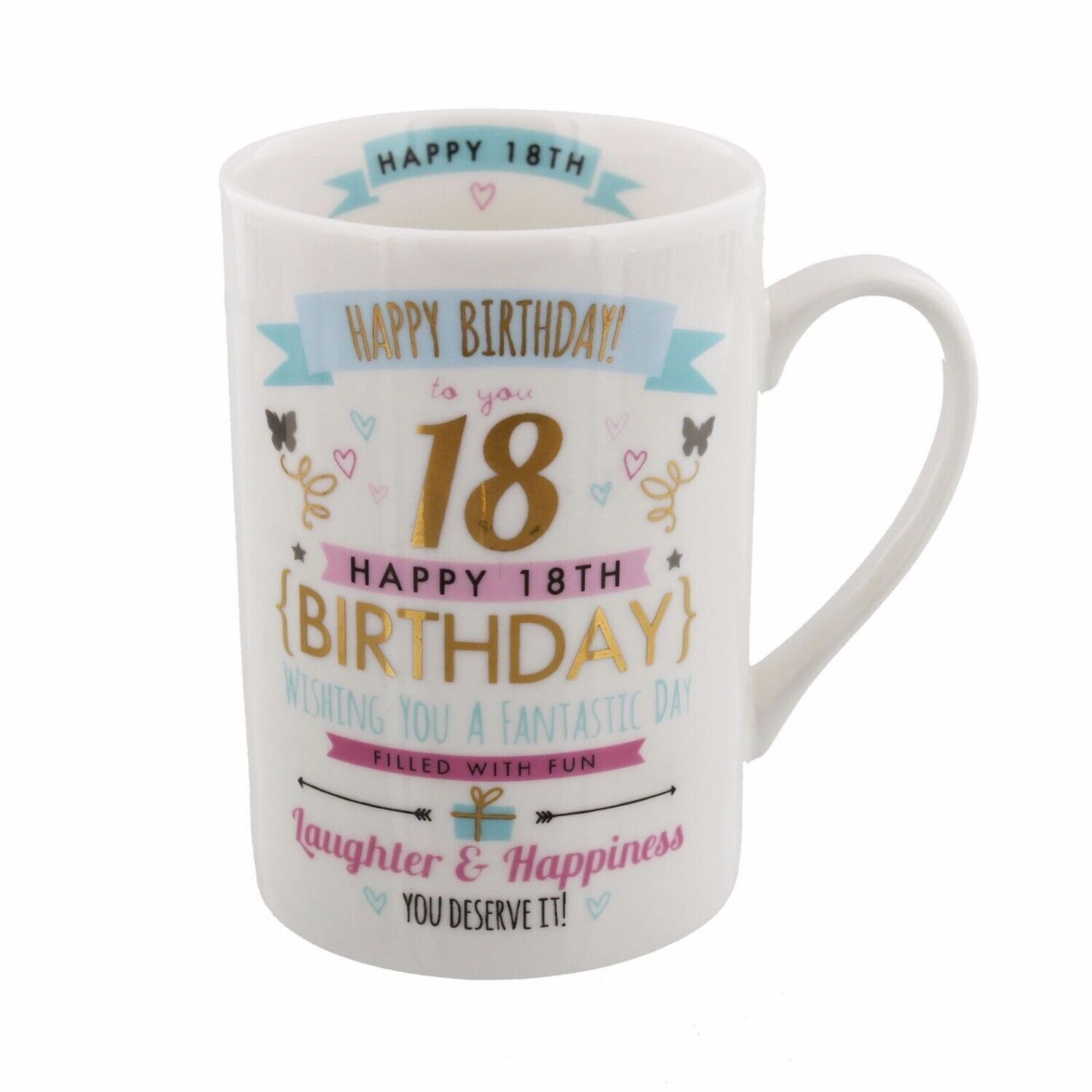 Signography Happy Birthday Pink & Gold Design - 18th Eighteen Mug Boxed