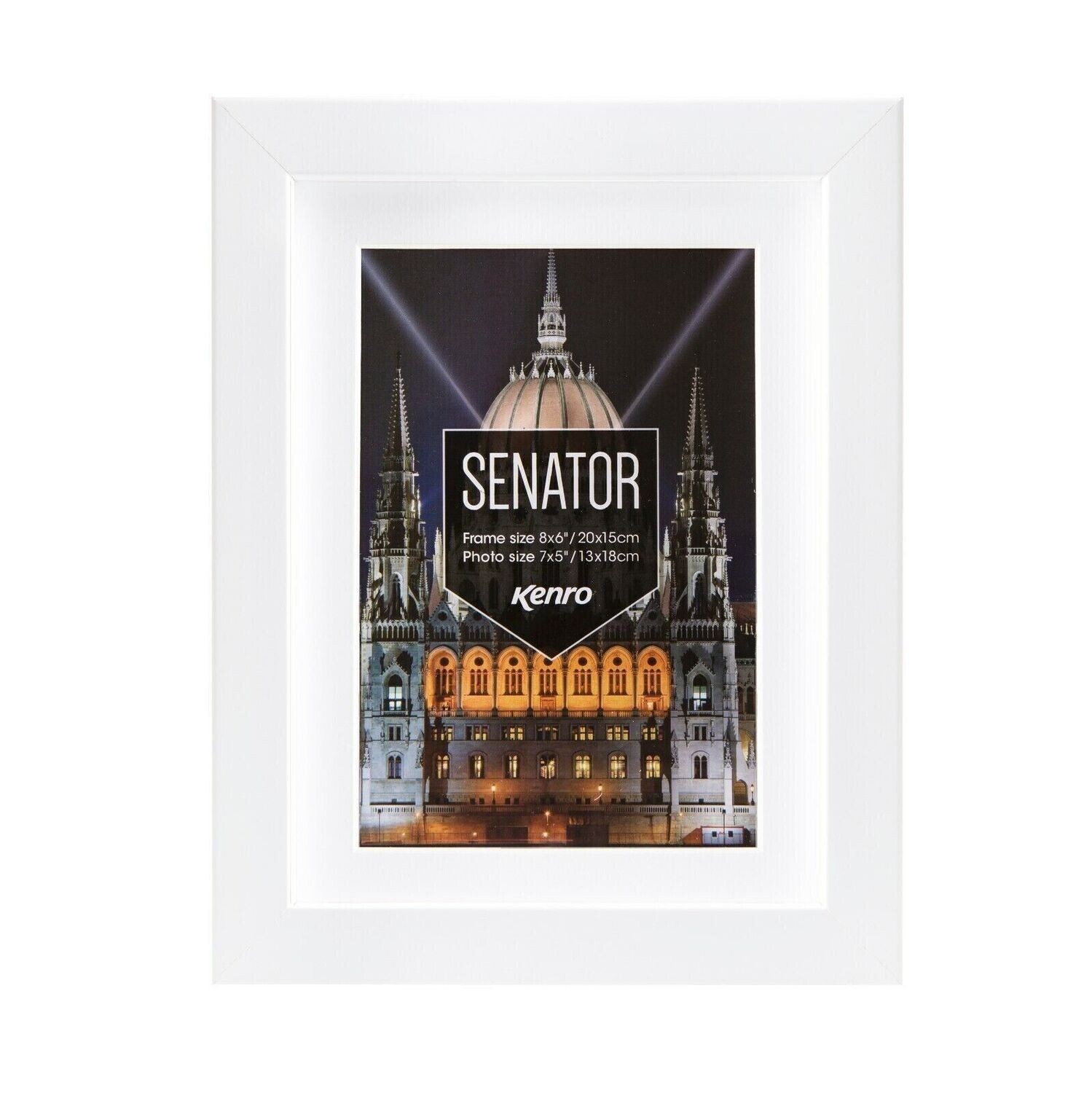 Kenro Senator White Photo Frame with White Mat Wood 8x10"