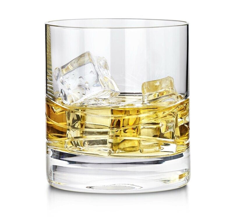 Pair of Verona Crystalite Whisky Tumblers on a Beech Wood Base